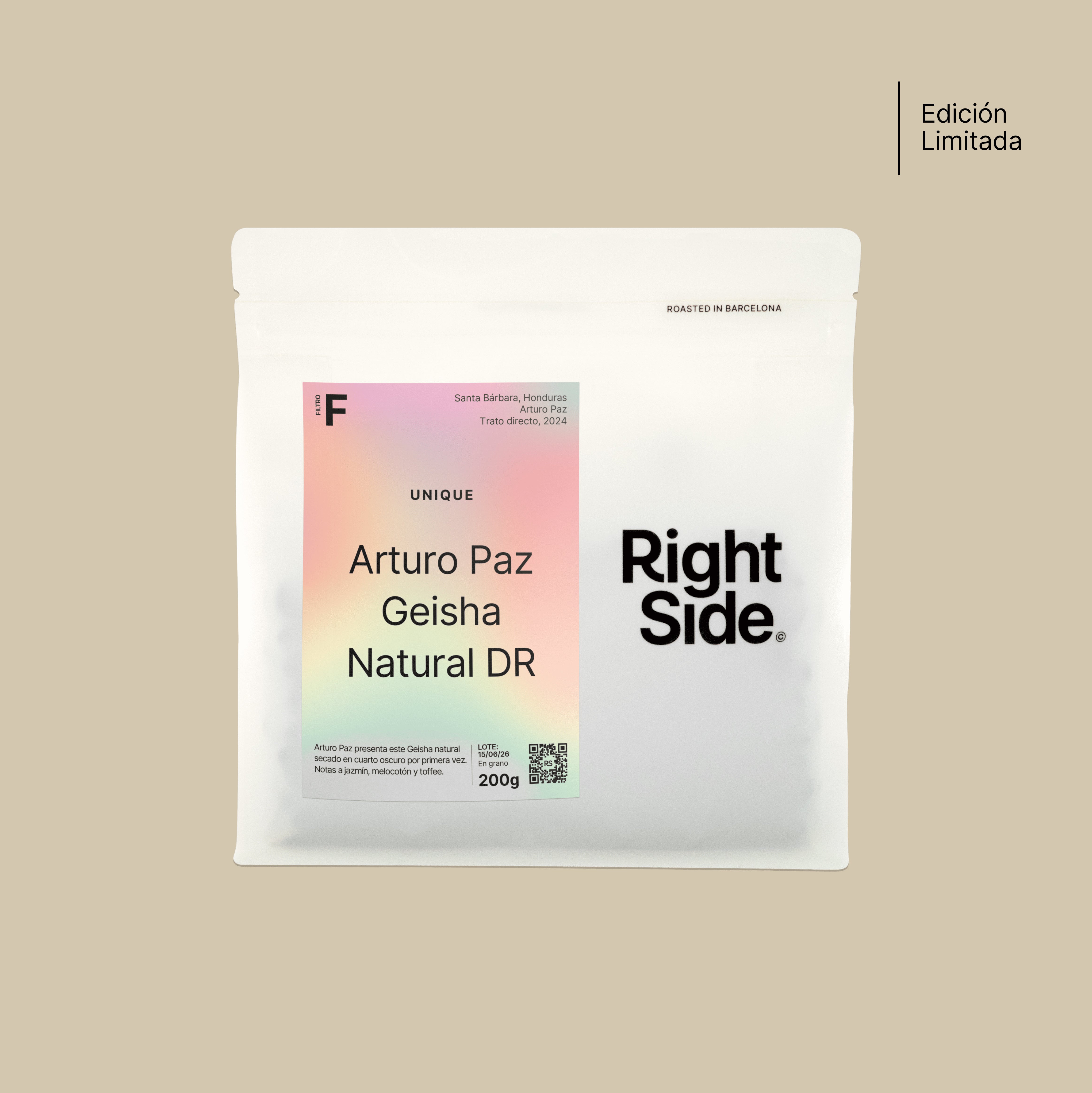 Bolsa cafe Right side coffee Geisha finca El Dorado Arturo Paz natural Dark Room Honduras