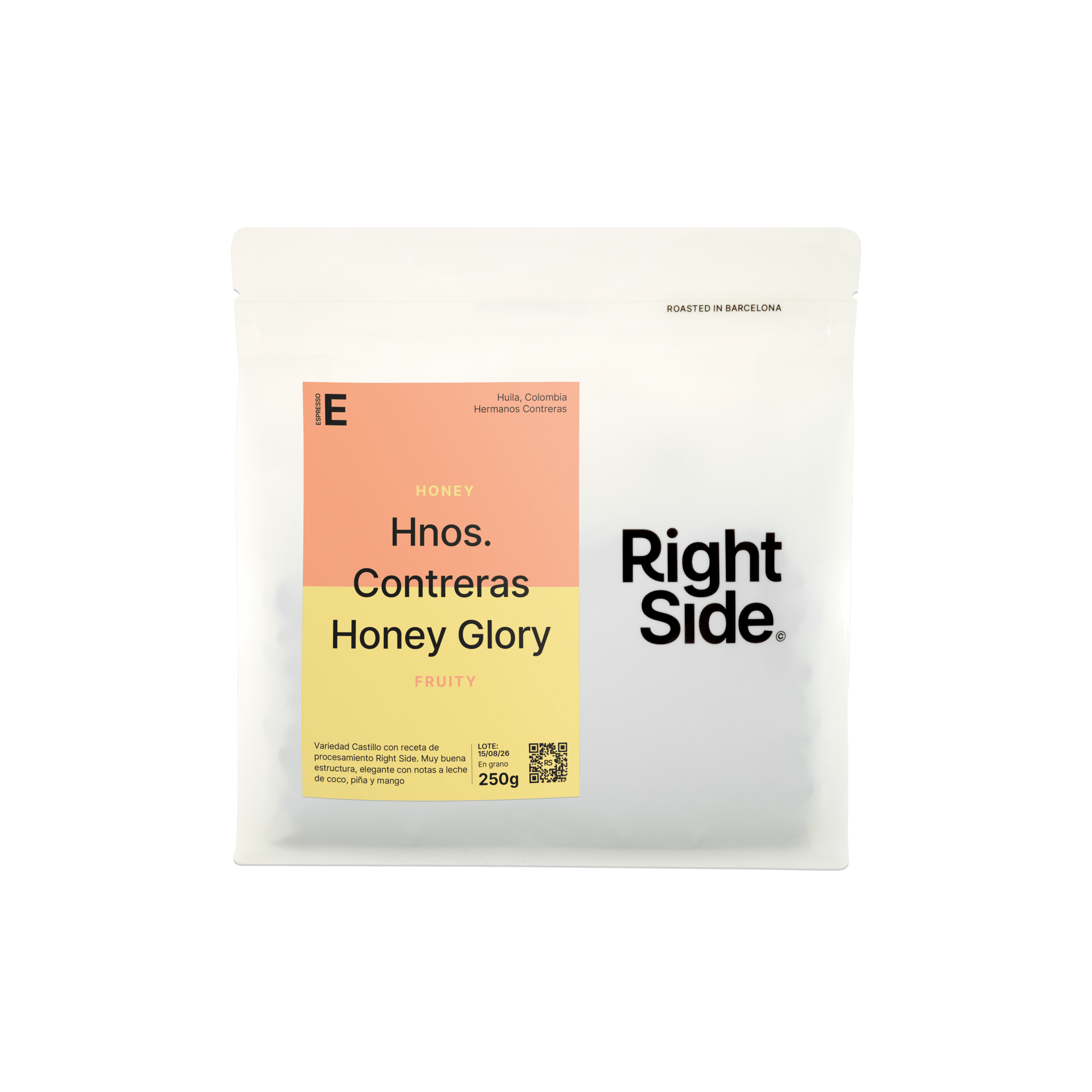 Bolsa café especialidad Colombia Huila Right Side Coffee Hermanos Contreras proceso Honey glory