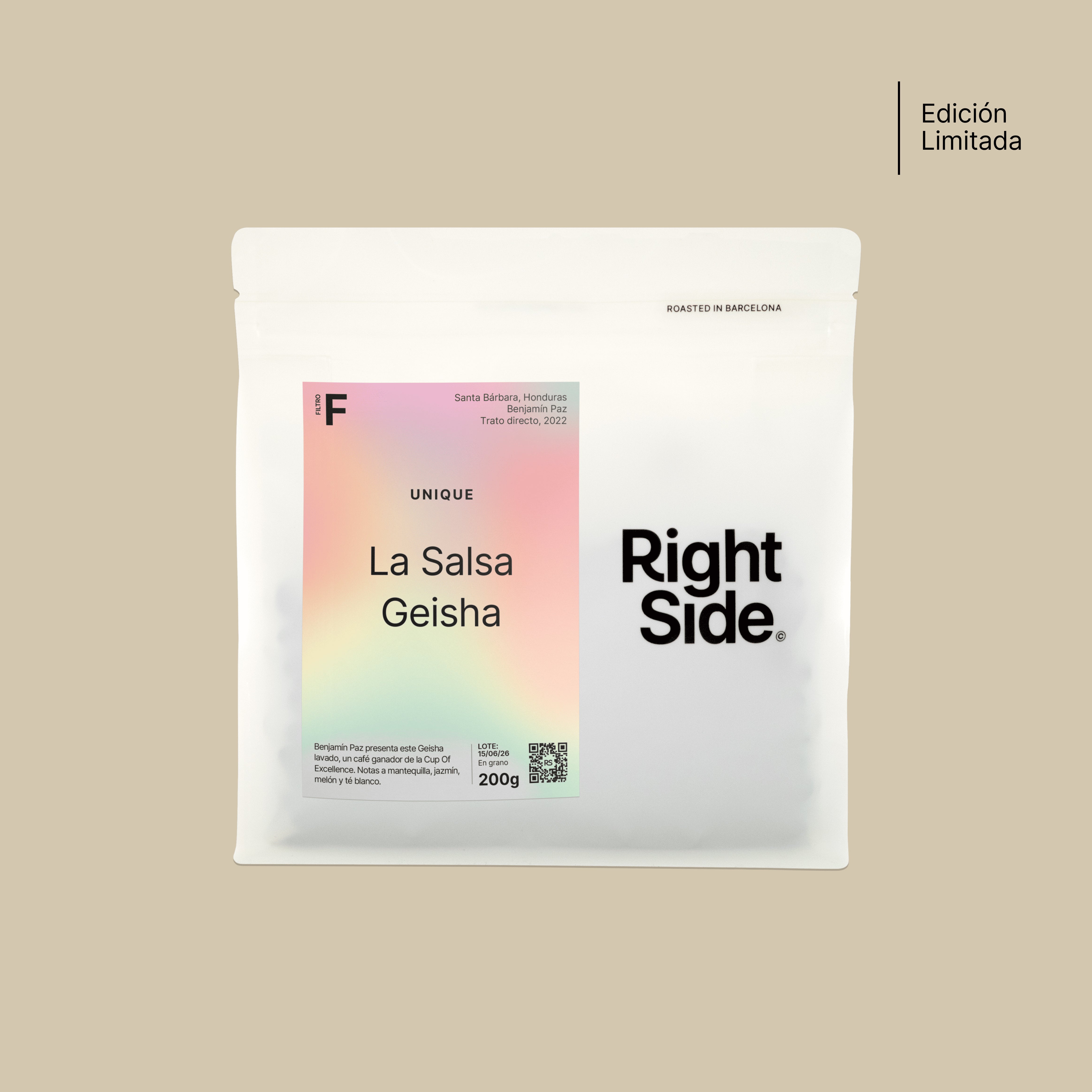 Bolsa cafe Right side coffee Geisha finca La Salsa Benjamin Paz Honduras
